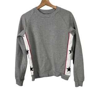 EllandEmm Gray Star Crewneck Sweatshirt Fleece Lined Long‎ Sleeve Size Small